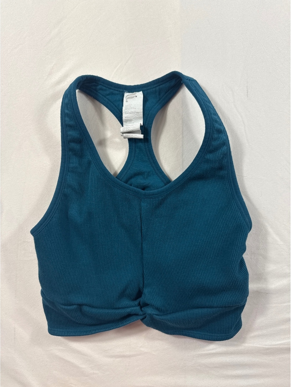 Athleta Teal Blue Ribbed Racerback Sports Bra Size Small - Picture 1 of 4